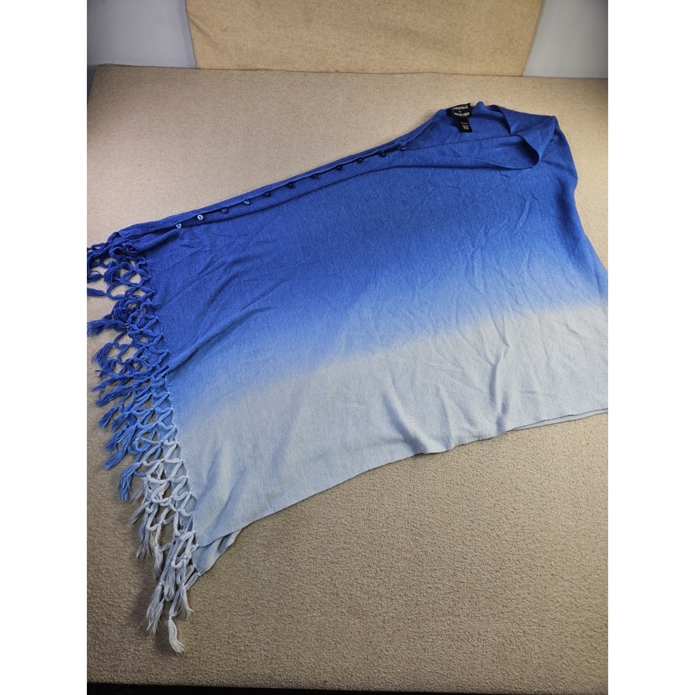 Marvelush for Layers by Lizden Blue Ombre Fringe Wrap Shawl Plus One Size